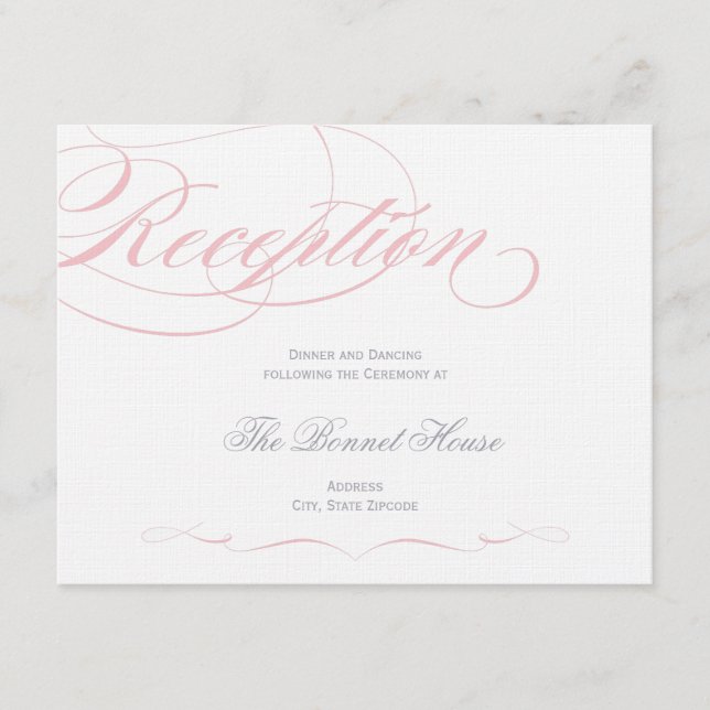 Informações Cartão de Recepção Elegant Script - Rosa Bege (Frente)
