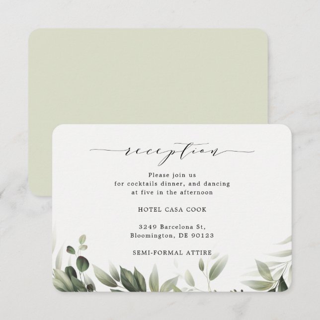 Informações Cartão de Recepção Eucalyptus com Sombra Simples (Frente/Verso)