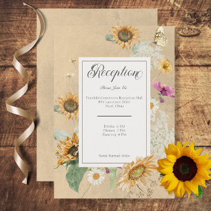 Informações Cartão de Recepção Floral de Girassol Vintage Summ