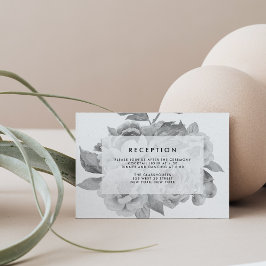 Informações Cartão de Recepção Floral Preto e Branco Vintage