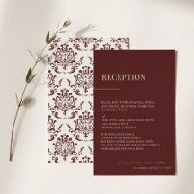 Cartão de Recepção Floral Temperamental Burgundy S