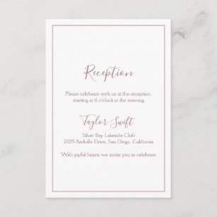 Informações Cartão de Recepção Minimalista em Rosa Dourado
