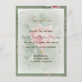 Informações Cartão de Recepção para Casamento de Rosa Verde e 