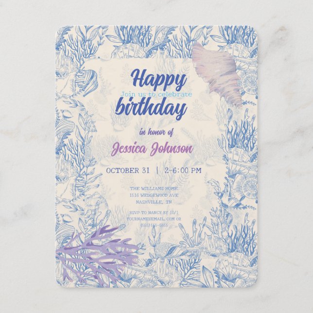 Informações Cartão de recinto de toile azul oceano elegante (Frente)