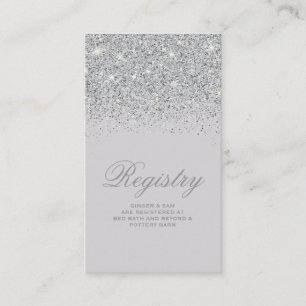 Informações Cartão de Registro de Casamento de Glitter Silver
