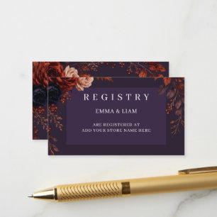 Informações Cartão de Registro de Casamento Floral Borgonha Ma