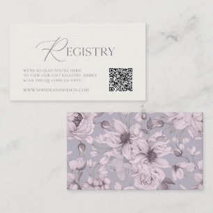 Informações Cartão de Registro de Casamento Floral Cinza Lavan