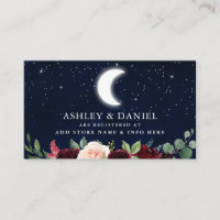 Cartão de Registro de Casamento Floral de Lua Estr