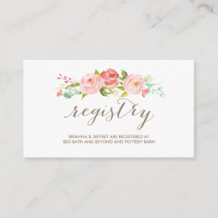 Informações Cartão de Registro de Casamento Floral de rosa Gar