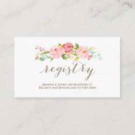 Informações Cartão de Registro de Casamento Floral de rosa Gar