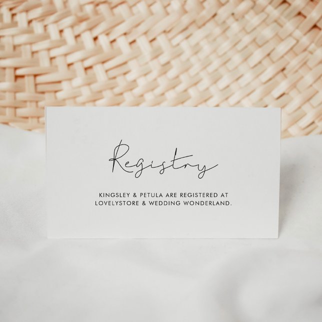 Informações Cartão de registro de casamento manuscrito minimal (Minimalist handwritten wedding registry card)