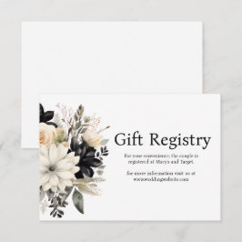 Informações Cartão de Registro de Casamento Preto e Branco