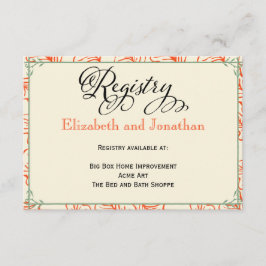 Informações Cartão de Registro de Casamento Rústico Laranja e