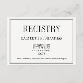 Informações Cartão de registro de casamento simples e elegante