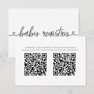 Informações Cartão de Registro de Chá de Bebê com QR Codes Min