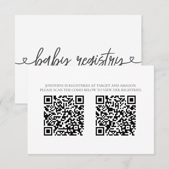 Informações Cartão de Registro de Chá de Bebê com QR Codes Min (Frente/Verso)