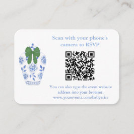 Informações Cartão de Registro de Código QR Azul Verde de Chin