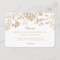 Cartão de Registro de Toile de Jouy Dourada Inserç
