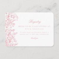 Cartão de Registro Floral de Brida Rosa Chinoiseri