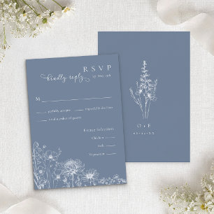 Informações Cartão de Resposta Blue Wildflower Casamento Periw