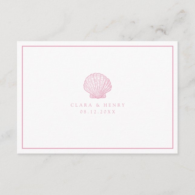 Informações Cartão de Resposta Blush Pink Seashell QR Code (Frente)