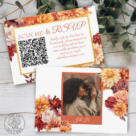 Informações Cartão de Resposta com Código QR Floral de Outono