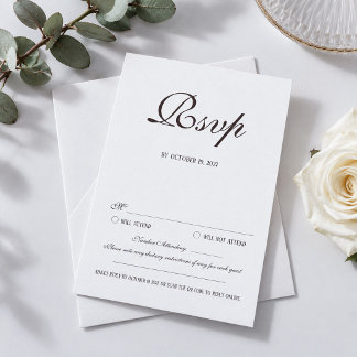 Informações Cartão de Resposta de Casamento Clássico Marrom