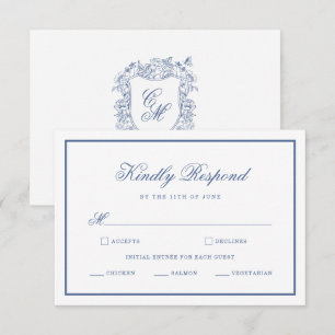 Informações Cartão de Resposta de Casamento com Brasão Floral 