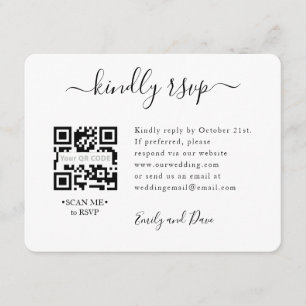 Informações Cartão de Resposta de Casamento com Código QR