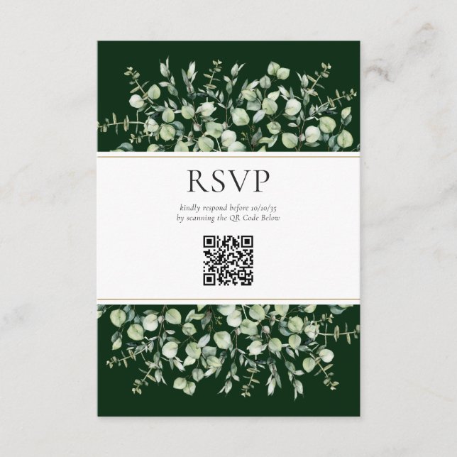 Informações Cartão de Resposta de Casamento com Código QR de E (Frente)