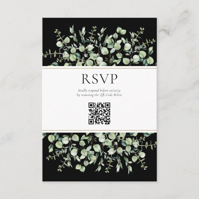 Informações Cartão de Resposta de Casamento com Código QR de E (Frente)