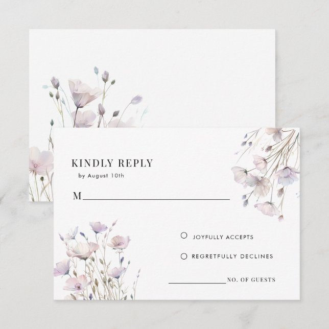 Informações Cartão de Resposta de Casamento de Flores Silvestr (Frente/Verso)