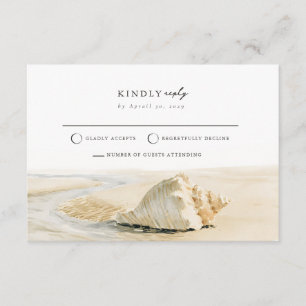 Informações Cartão de Resposta de Casamento de Praia com Conch