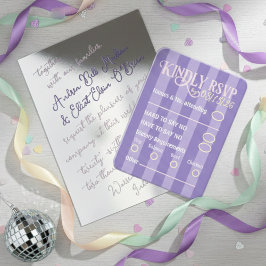 Informações Cartão de Resposta de Casamento Disco Roxo Moderno