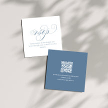 Cartão de Resposta de Casamento Dusty Blue QR