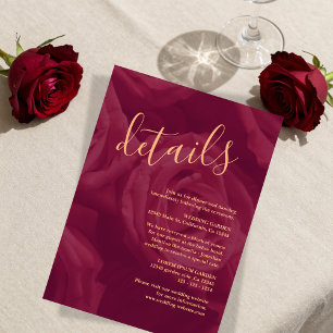 Informações Cartão de resposta de casamento elegante burgundy