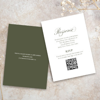 Informações Cartão de Resposta de Casamento em Script Verde Ol
