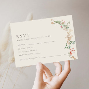 Informações Cartão de Resposta de Casamento Floral Jardim de F