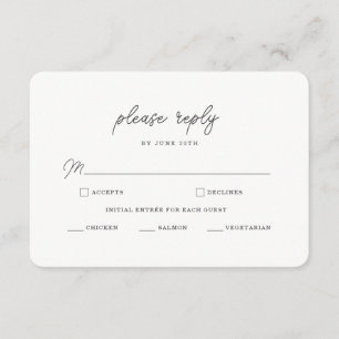 Informações Cartão de Resposta de Casamento Minimalista Preto