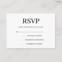 Cartão de Resposta de Casamento Minimalista Simple