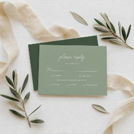 Informações Cartão de Resposta de Casamento Minimalista Verde