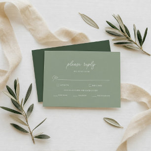 Informações Cartão de Resposta de Casamento Minimalista Verde 