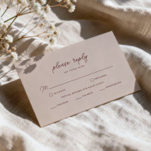 Cartão de Resposta de Casamento Minimalista Vinho