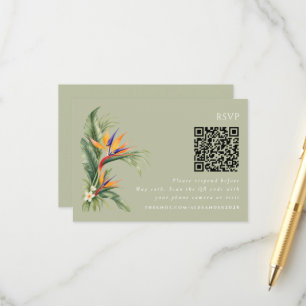 Informações Cartão de Resposta de Casamento na Praia com QR Co