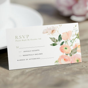 Informações Cartão de Resposta de Casamento Rosa Elegante e Ve