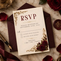 Cartão de Resposta de Casamento Rosas Góticas Borg