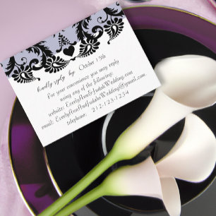 Informações Cartão de Resposta de Casamento RSVP Preto Roxo