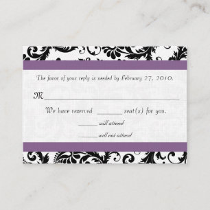 Informações Cartão de Resposta de Casamento RSVP Roxo Damasco 