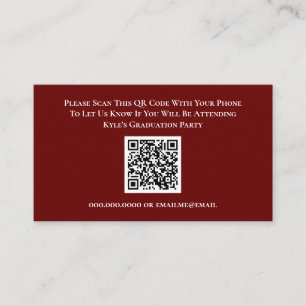 Informações Cartão de Resposta de Código QR RSVP Vermelho de G