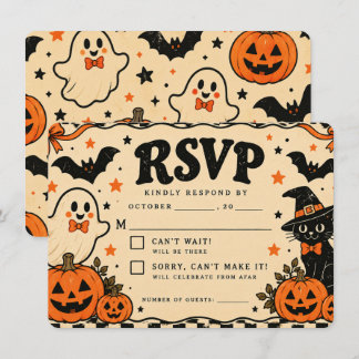 Informações Cartão de Resposta de Halloween Vintage | Fantasma